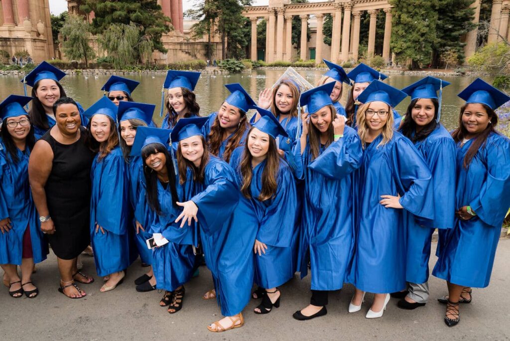 All the Graduates are gathered together for a picture at the Bay Area Medical Academy campus.