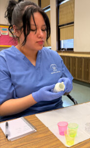 Student in hands-on labs in a medical assisting program